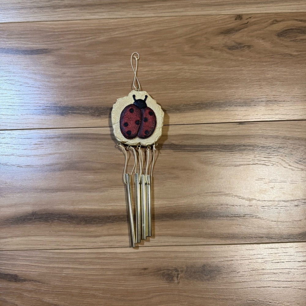 Vintage Debbie Mumm Small Ladybug Windchime Collector Cottagecore Garden Folk
